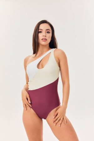 One-piece Colorblock Swimsuit - Pomegranate