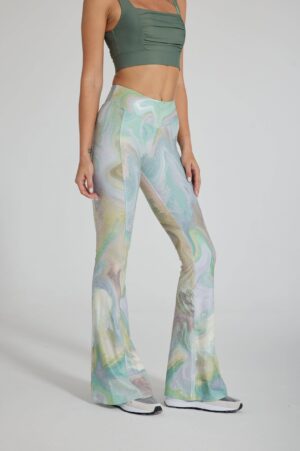 Seamless Workout High-waisted Flare Leggings - Illusion Moss Green