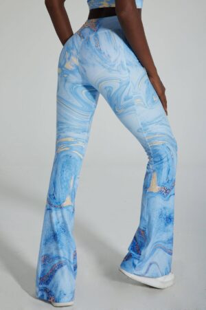 Seamless Workout High-waisted Flare Leggings - Illusion Ocean Blue