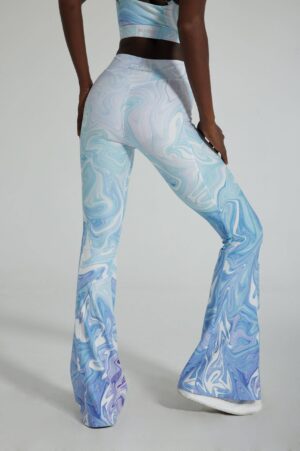 Seamless Workout High-waisted Flare Leggings - Illusion Sky Blue