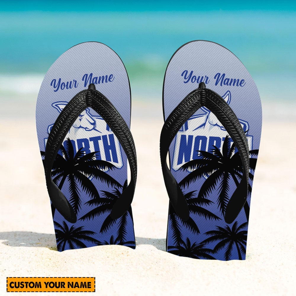 Sportswearmerch North Melbourne Kangaroos Afl Sport Personalized Thong Slippers Flip Flops 9301