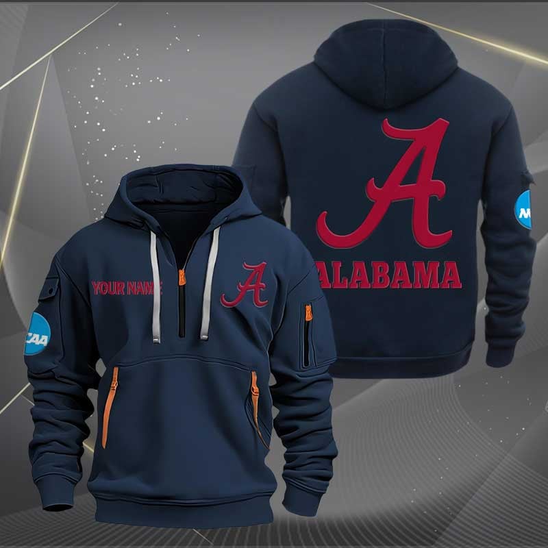 Sportswearmerch Alabama Crimson Tide Hockey NCAA Personalized Half Zip Hoodie For Fan