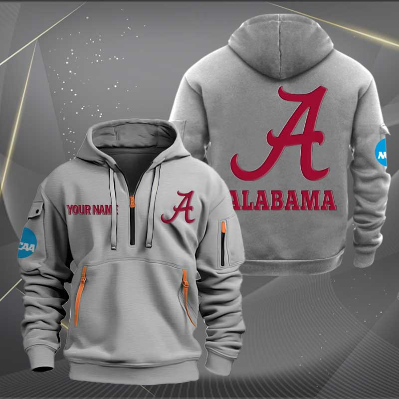 Sportswearmerch Alabama Crimson Tide Hockey NCAA Personalized Half Zip Hoodie For Fan