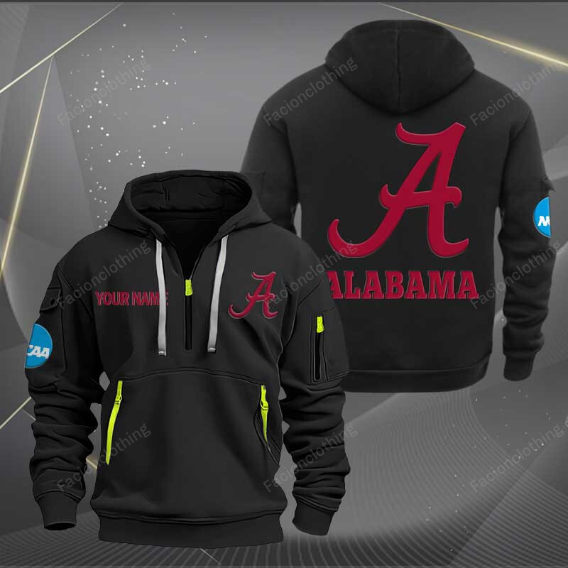 Sportswearmerch Alabama Crimson Tide Hockey NCAA Personalized Half Zip Hoodie For Fan