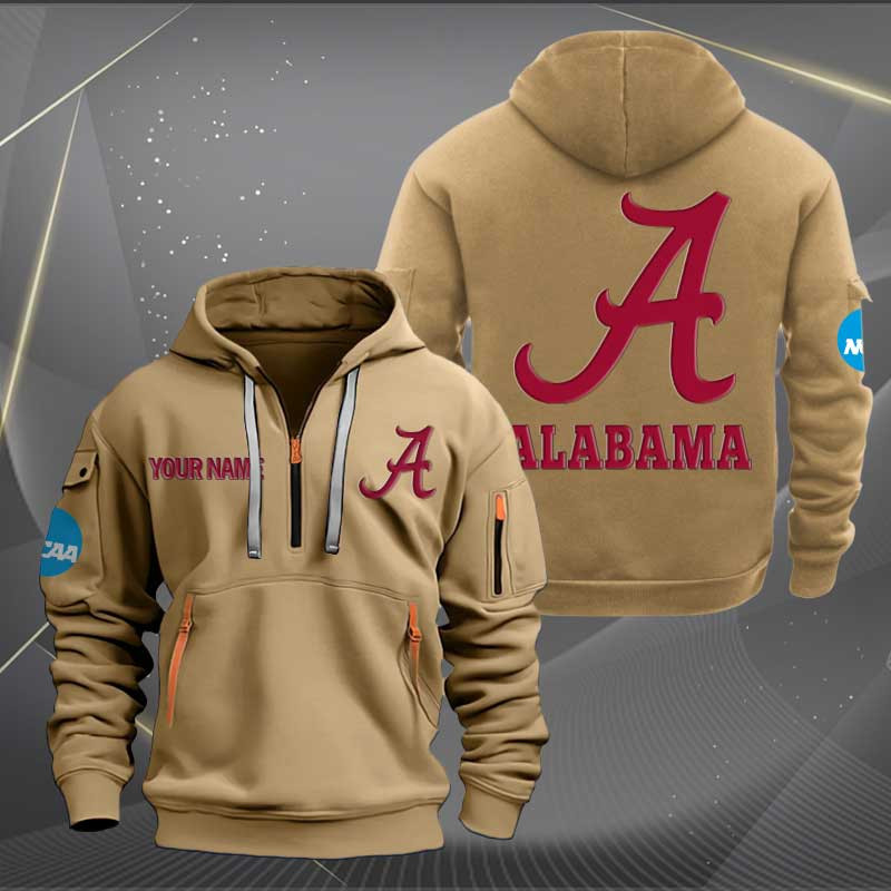 Sportswearmerch Alabama Crimson Tide Hockey NCAA Personalized Half Zip Hoodie For Fan