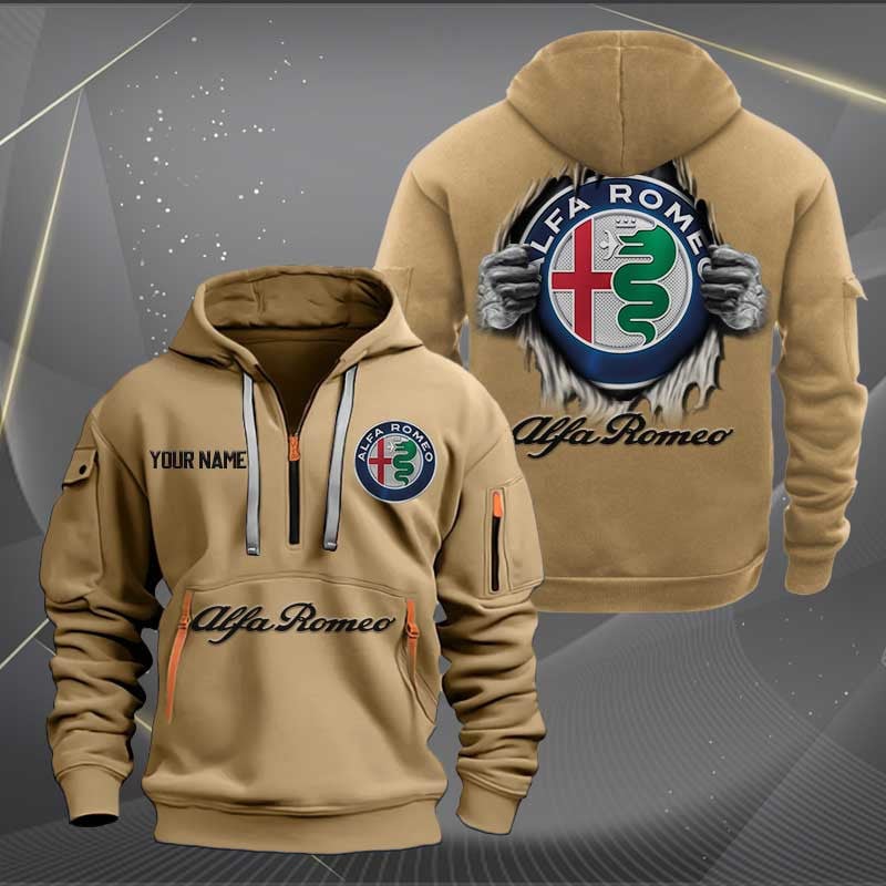 Sportswearmerch Alfa Romeo Car Personalized Half Zip Hoodie For Fan