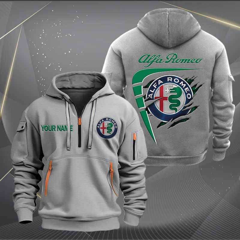 Sportswearmerch Alfa Romeo Car Personalized Half Zip Hoodie For Fan