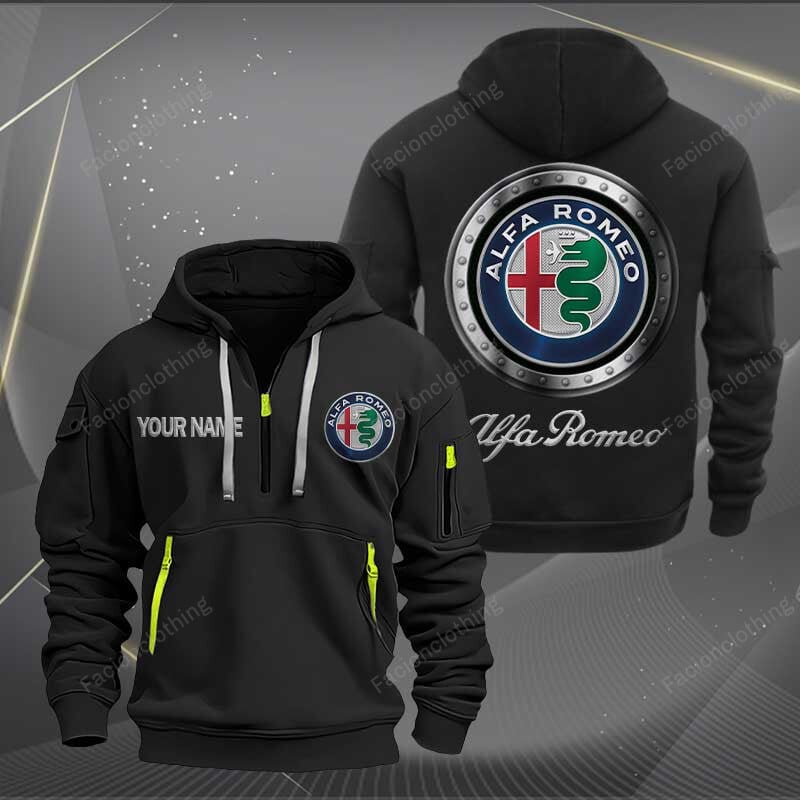 Sportswearmerch Alfa Romeo Car Personalized Half Zip Hoodie For Fan