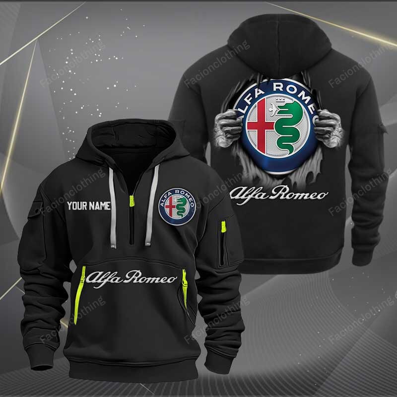 Sportswearmerch Alfa Romeo Car Personalized Half Zip Hoodie For Fan