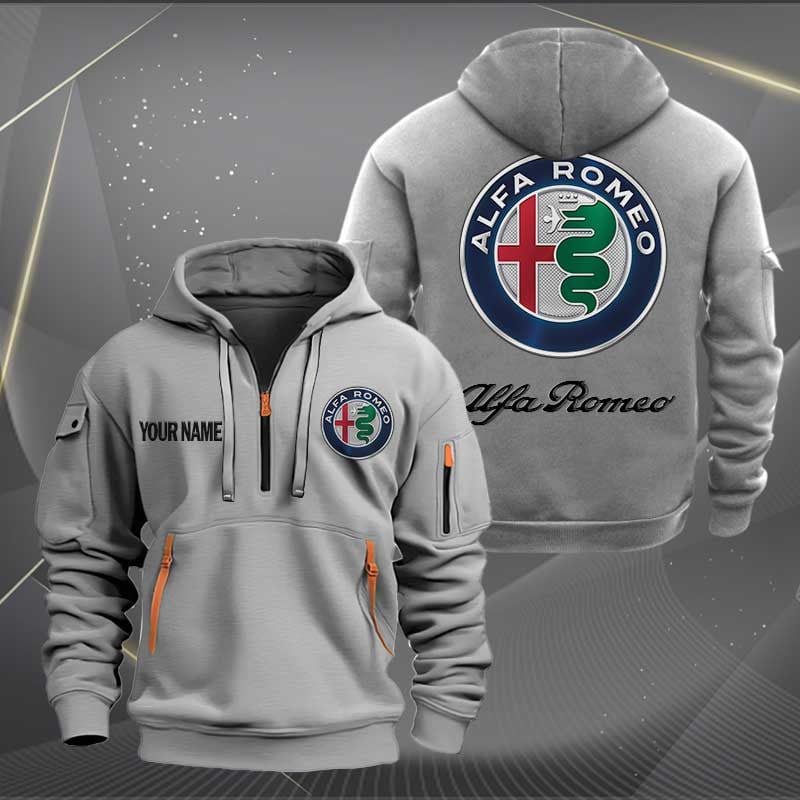 Sportswearmerch Alfa Romeo Car Personalized Half Zip Hoodie For Fan