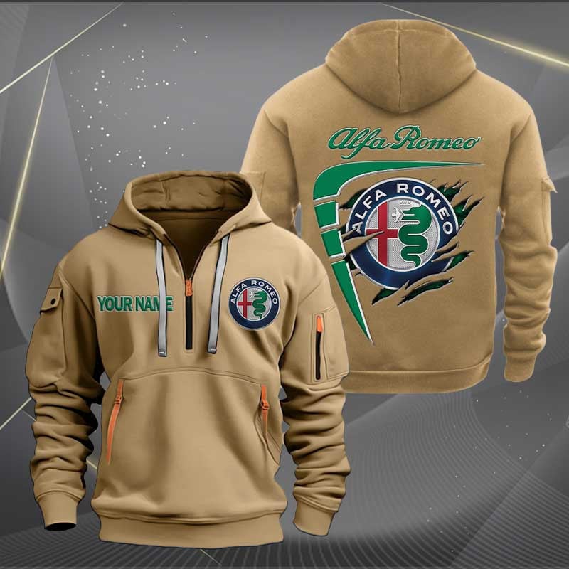 Sportswearmerch Alfa Romeo Car Personalized Half Zip Hoodie For Fan