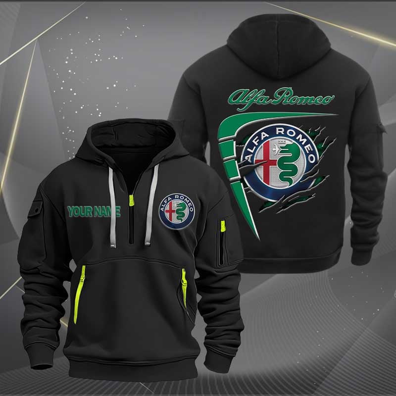 Sportswearmerch Alfa Romeo Car Personalized Half Zip Hoodie For Fan