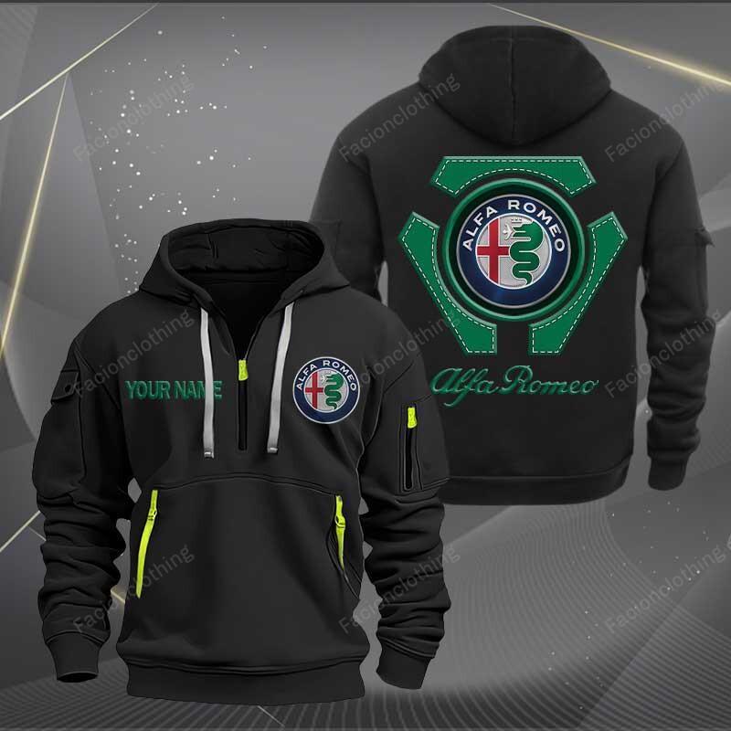 Sportswearmerch Alfa Romeo Car Personalized Half Zip Hoodie For Fan