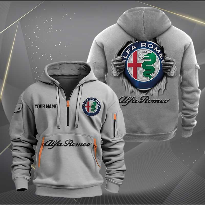 Sportswearmerch Alfa Romeo Car Personalized Half Zip Hoodie For Fan