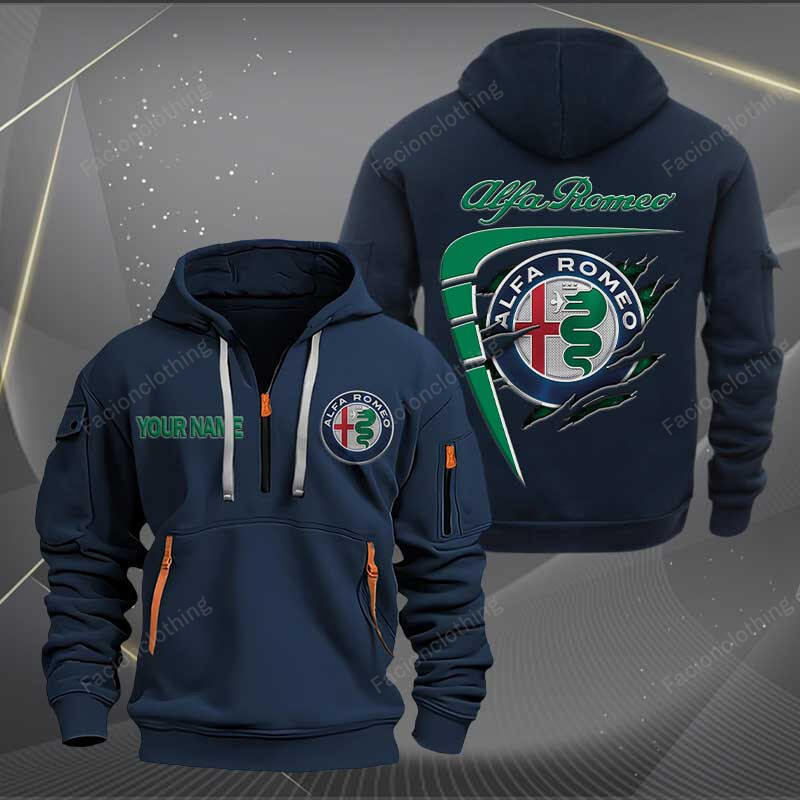 Sportswearmerch Alfa Romeo Car Personalized Half Zip Hoodie For Fan