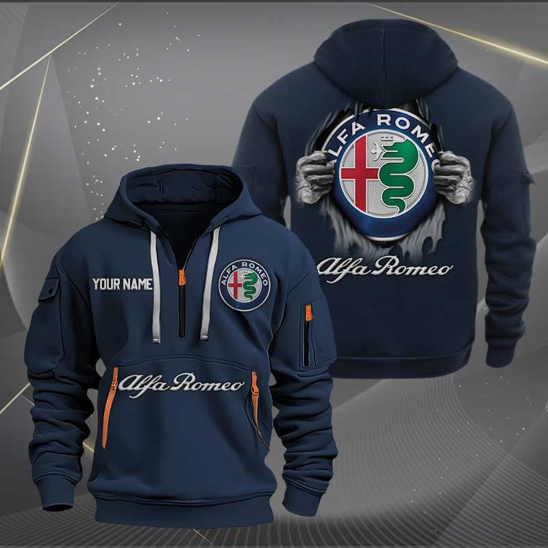 Sportswearmerch Alfa Romeo Car Personalized Half Zip Hoodie For Fan