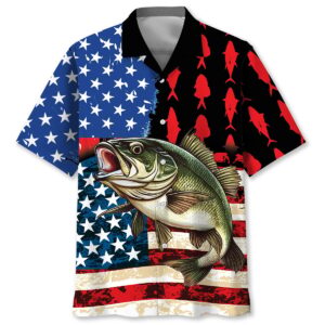 Sportswearmerch America Flag Fishing Hawaiian Shirt For Fan