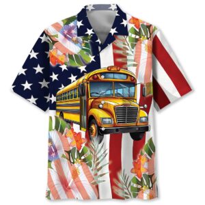 Sportswearmerch America School Bus Hawaiian Shirt For Fan