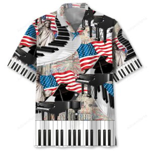 Sportswearmerch American Piano Patriotic Hawaiian Shirt For Fan
