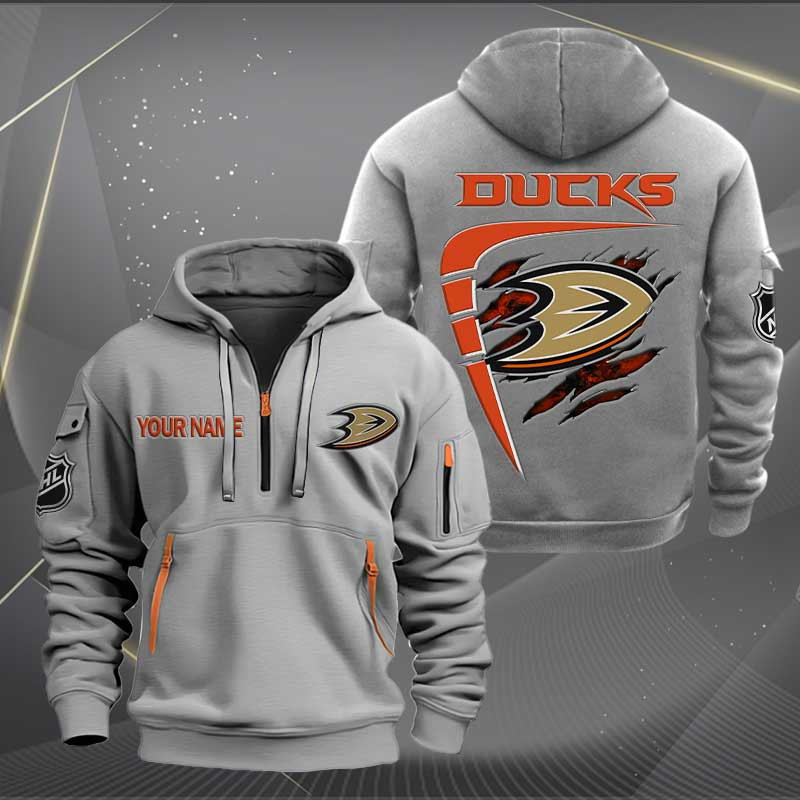 Sportswearmerch Anaheim Ducks NHL Personalized Half Zip Hoodie For Fan