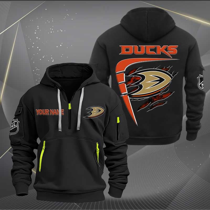 Sportswearmerch Anaheim Ducks NHL Personalized Half Zip Hoodie For Fan