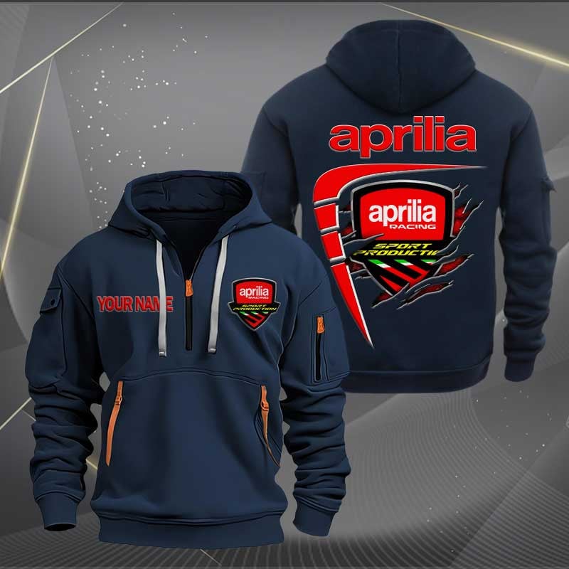 Sportswearmerch Aprilia Motorcycle Personalized Half Zip Hoodie For Fan