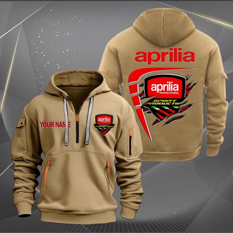 Sportswearmerch Aprilia Motorcycle Personalized Half Zip Hoodie For Fan