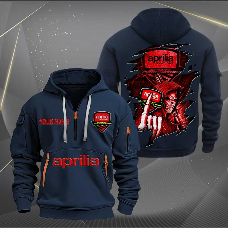 Sportswearmerch Aprilia Motorcycle Personalized Half Zip Hoodie For Fan