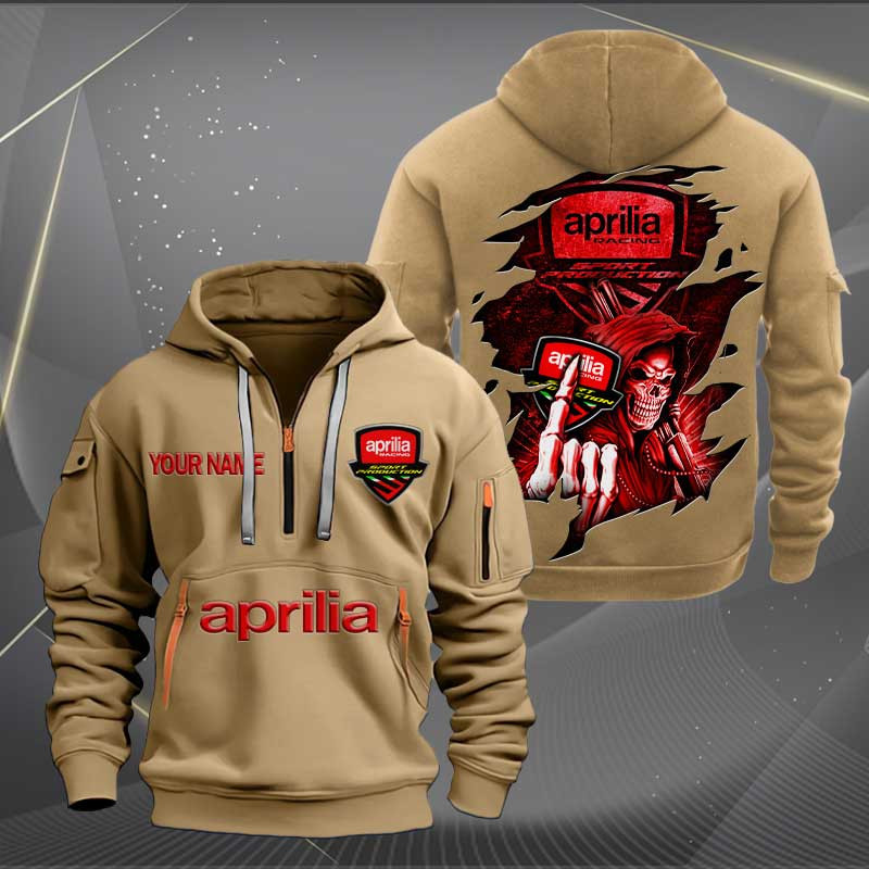 Sportswearmerch Aprilia Motorcycle Personalized Half Zip Hoodie For Fan