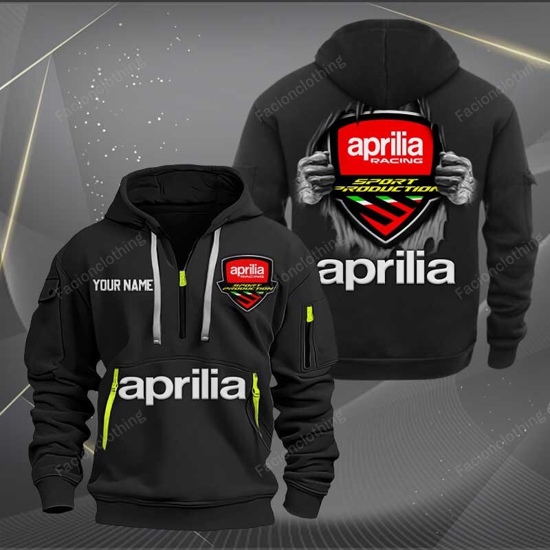 Sportswearmerch Aprilia Motorcycles Personalized Half Zip Hoodie For Fan