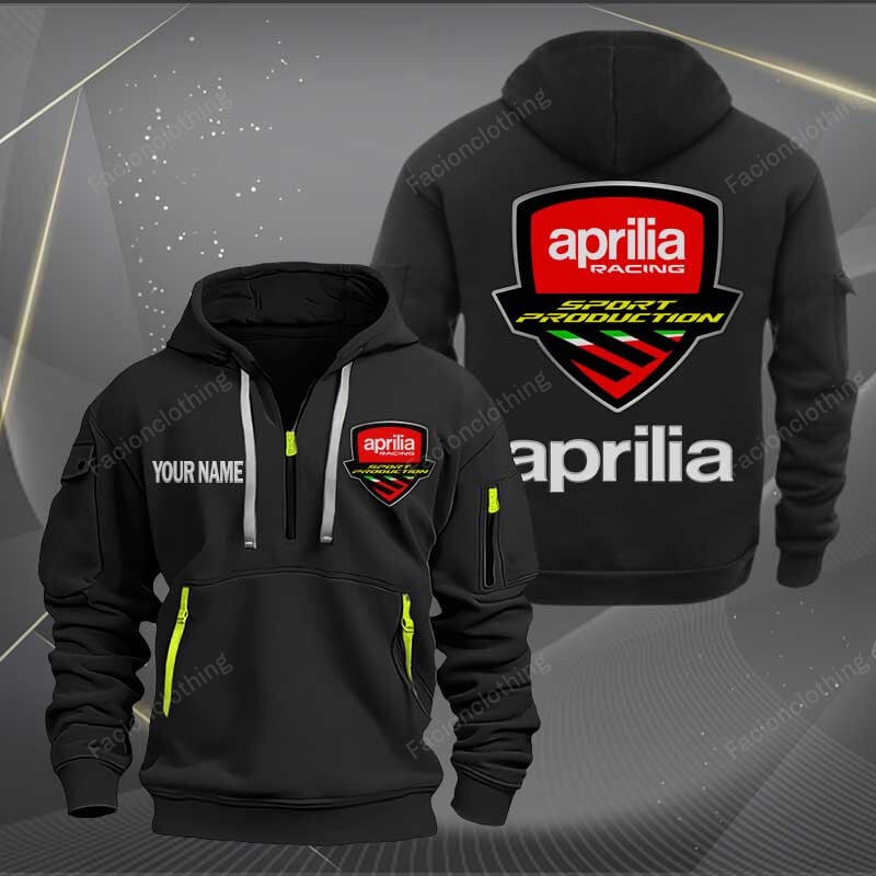 Sportswearmerch Aprilia Motorcycles Personalized Half Zip Hoodie For Fan