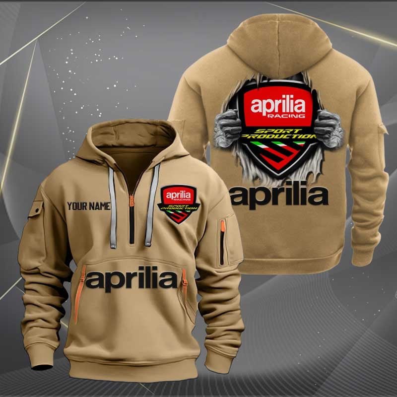Sportswearmerch Aprilia Motorcycles Personalized Half Zip Hoodie For Fan