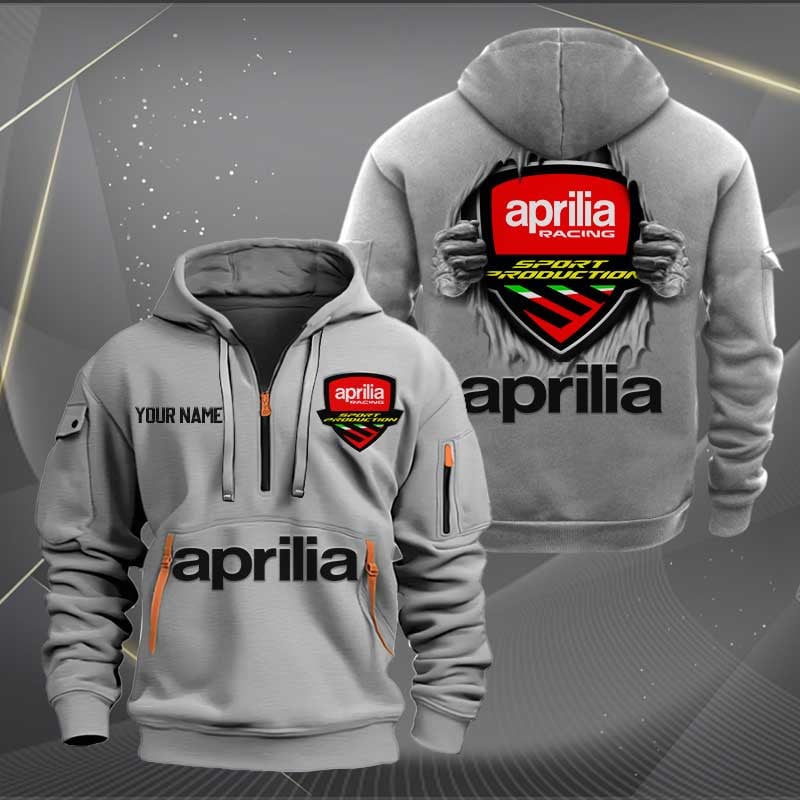 Sportswearmerch Aprilia Motorcycles Personalized Half Zip Hoodie For Fan