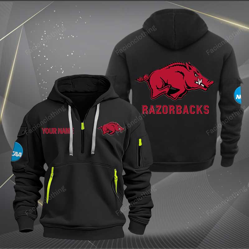 Sportswearmerch Arkansas Razorbacks NCAA Personalized Half Zip Hoodie For Fan