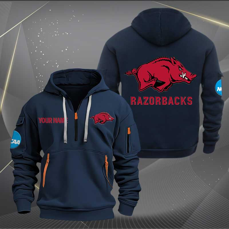 Sportswearmerch Arkansas Razorbacks NCAA Personalized Half Zip Hoodie For Fan