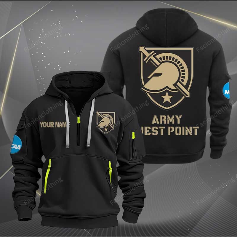 Sportswearmerch Army Black Knights NCAA Personalized Half Zip Hoodie For Fan