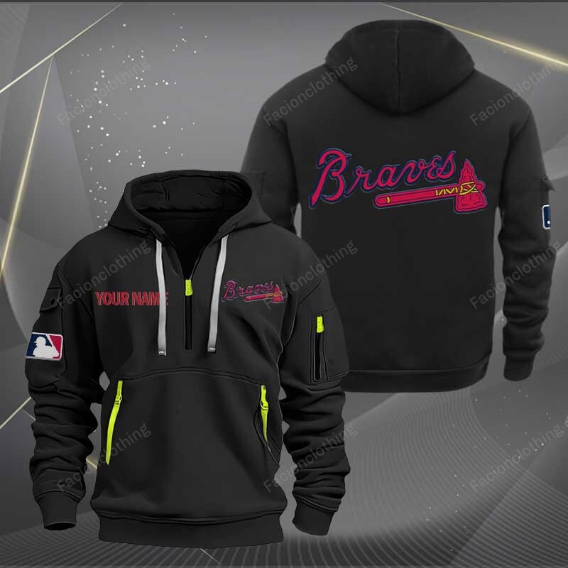 Sportswearmerch Atlanta Braves MLB Half Zip Hoodie For Fan