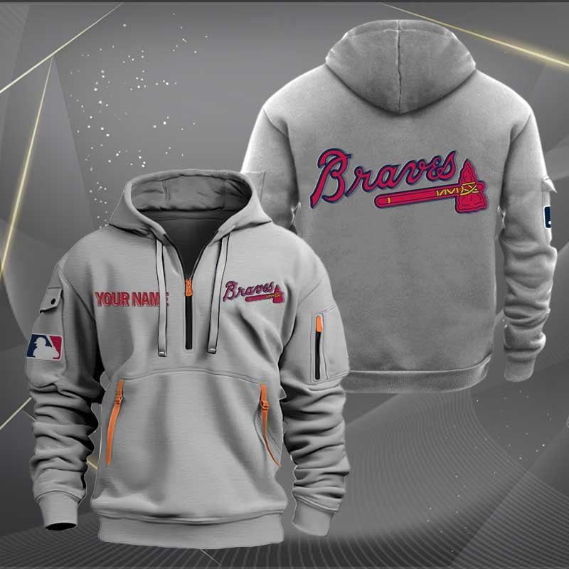 Sportswearmerch Atlanta Braves MLB Half Zip Hoodie For Fan