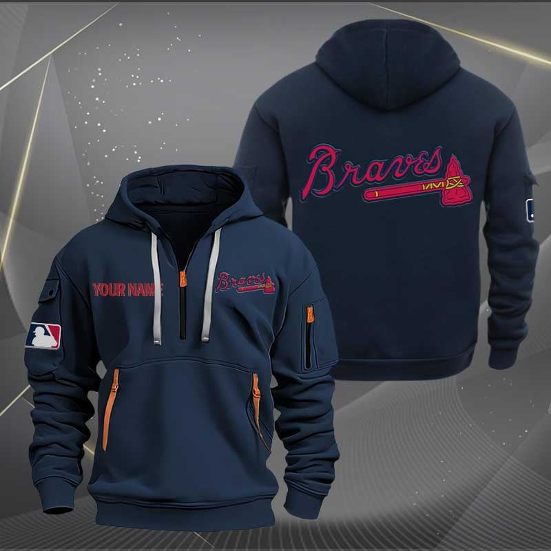 Sportswearmerch Atlanta Braves MLB Half Zip Hoodie For Fan