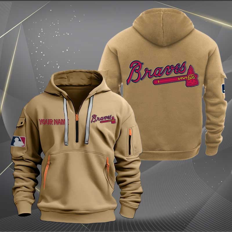 Sportswearmerch Atlanta Braves MLB Half Zip Hoodie For Fan