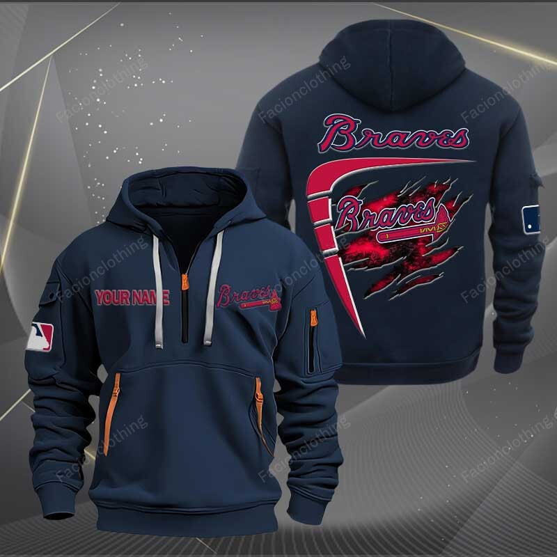 Sportswearmerch Atlanta Braves MLB Personalized Half Zip Hoodie For Fan