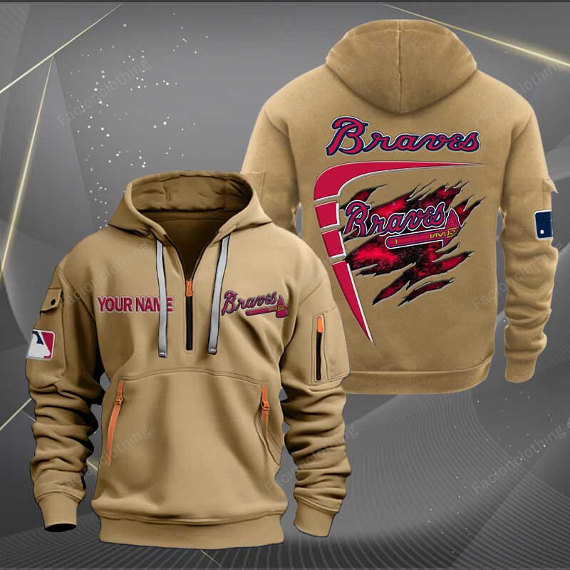 Sportswearmerch Atlanta Braves MLB Personalized Half Zip Hoodie For Fan