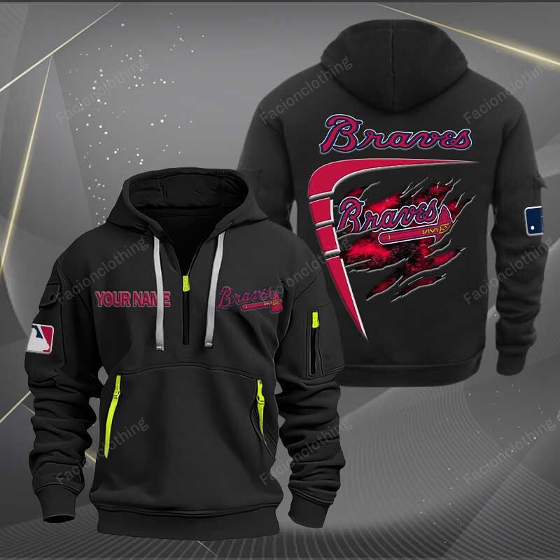 Sportswearmerch Atlanta Braves MLB Personalized Half Zip Hoodie For Fan