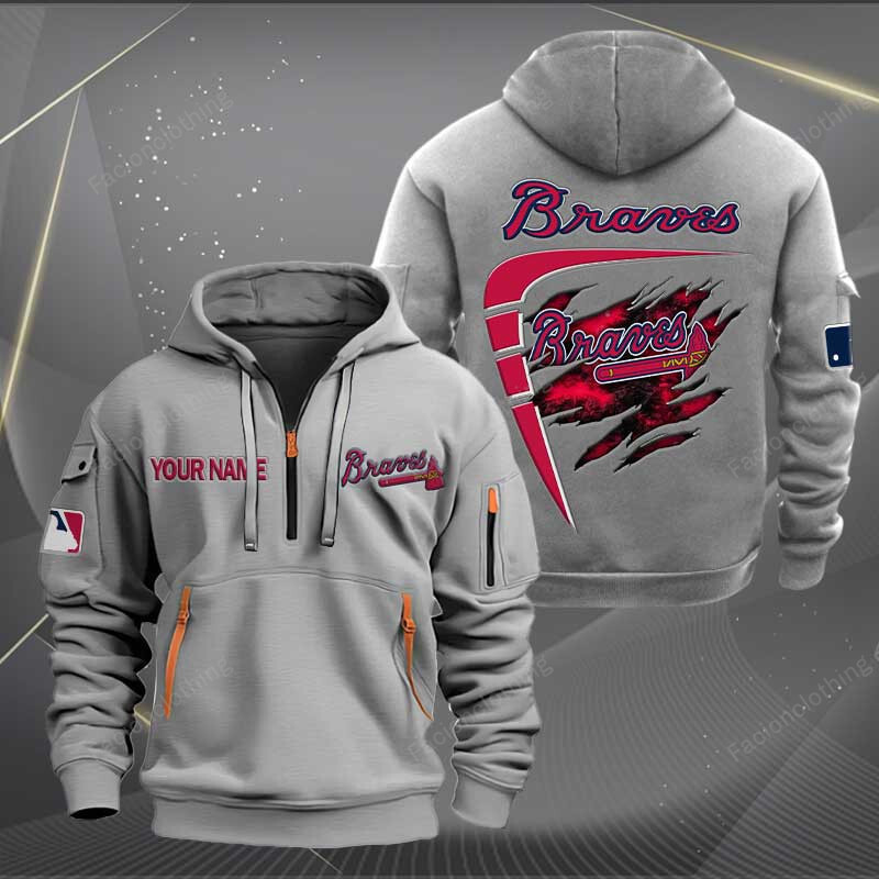 Sportswearmerch Atlanta Braves MLB Personalized Half Zip Hoodie For Fan