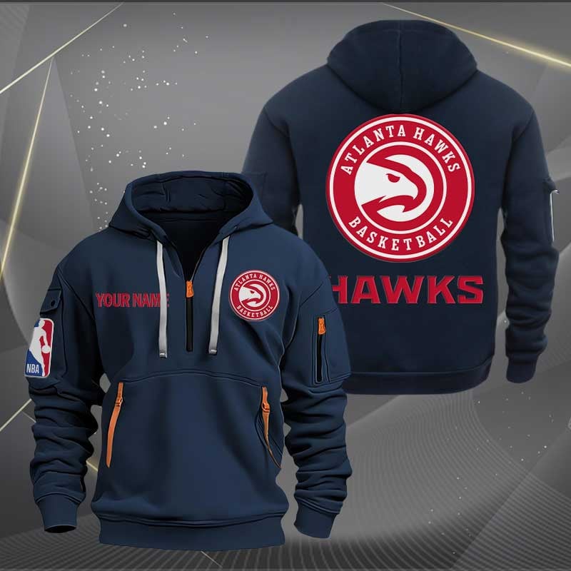 Sportswearmerch Atlanta Hawks NBA Half Zip Hoodie For Fan