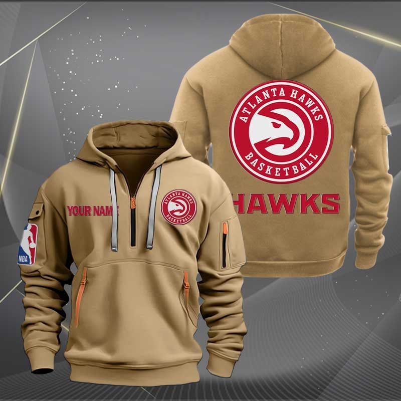 Sportswearmerch Atlanta Hawks NBA Half Zip Hoodie For Fan