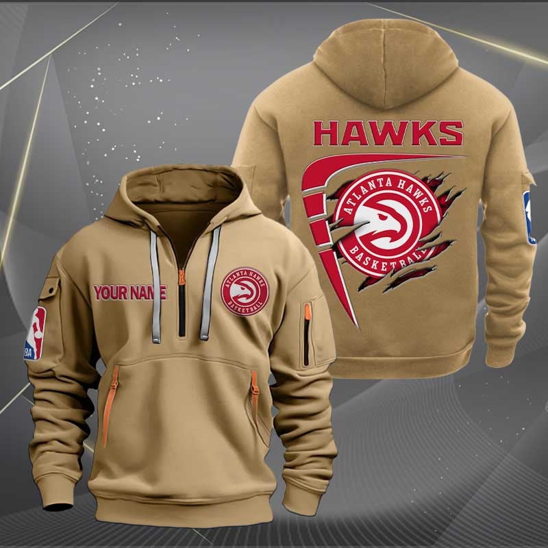 Sportswearmerch Atlanta Hawks NBA Personalized Half Zip Hoodie For Fan
