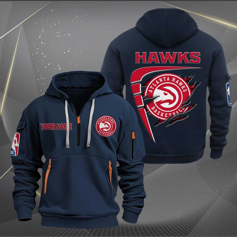 Sportswearmerch Atlanta Hawks NBA Personalized Half Zip Hoodie For Fan