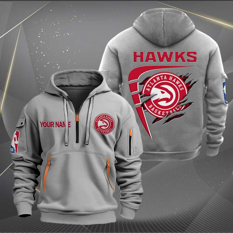 Sportswearmerch Atlanta Hawks NBA Personalized Half Zip Hoodie For Fan