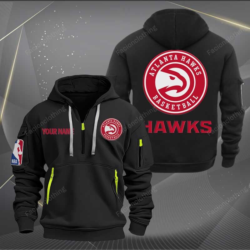 Sportswearmerch Atlanta Hawks NBA Personalized Half Zip Hoodie For Fan